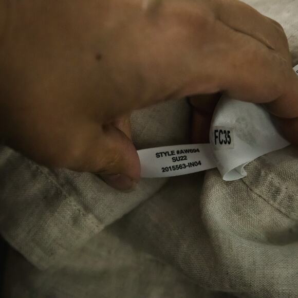 J. Crew Size Small S Tan Beige Slim Fit Linen Collared Button Long Sleeve Top - Picture 5 of 6